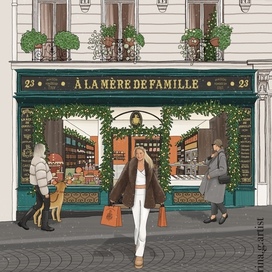 Christmas shopfront illustration