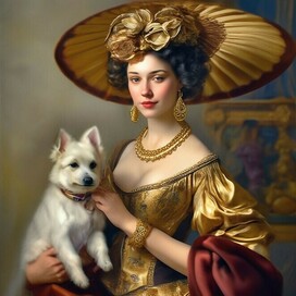 17th-19th century, lady with a dog