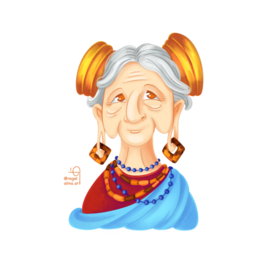 Stylized portrait of an old woman