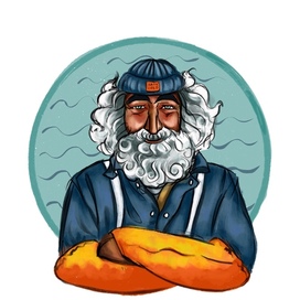 Character of seaman or fisherman. Illustration 