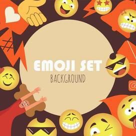 Emoji, flat, vector set, background