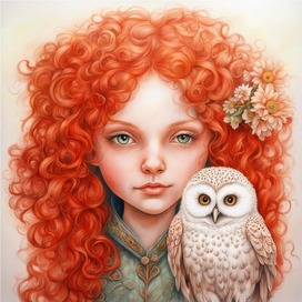 A girl with an owl