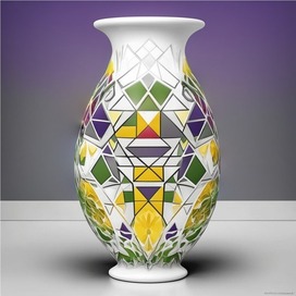 A vase with a geometric pattern