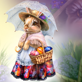 Elegant madam rabbit on a walk 