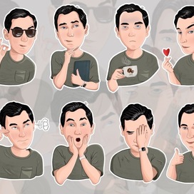 Portrait sticker pack of emotions