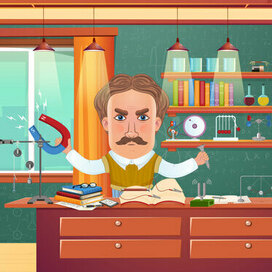 Nikola Tesla in his laboratory