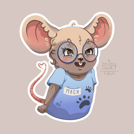 Sticker design with mouse called Masi for a pet store