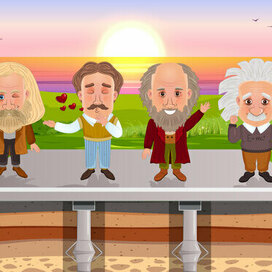 Mendeleev, Tesla, Darwin and Einstein say goodbye to the audience