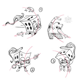 Sketches of a mascot for a board game store