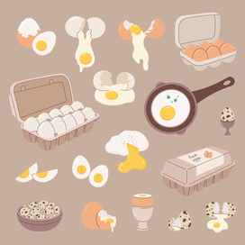 Various eggs illustration, vector graphics, flat style