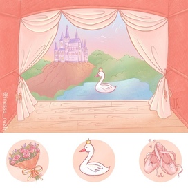 A play book about ballet. Scene and stickers