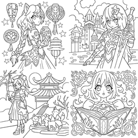 Coloring book anime girls