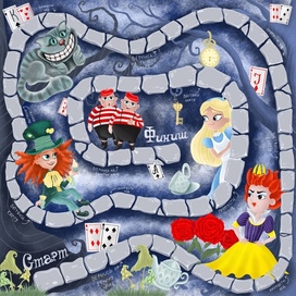 Playing field for the board game "Alice in Wonderland"