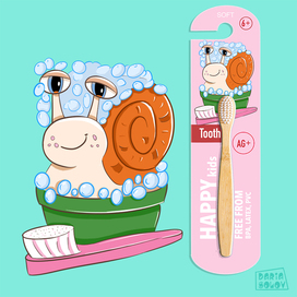 Snail character for kid toothbrush packaging 