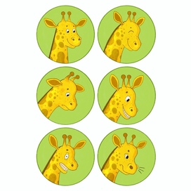 Giraffe character design. Emotions map. Children book illustration.