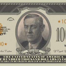 Vector obverse of the US 100000 dollars gold certificate