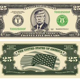 Vector 25 US Dollars Trump