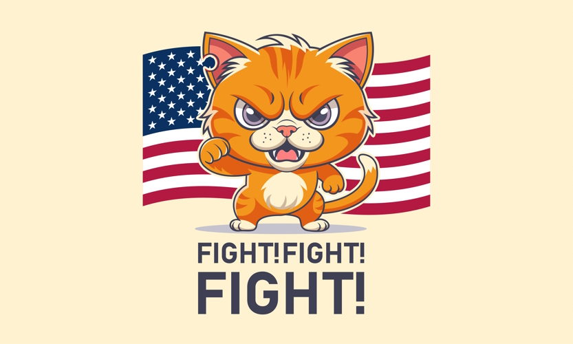 A red angry cat with a raised paw, a shot through the ear.