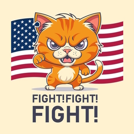 A red angry cat with a raised paw, a shot through the ear.