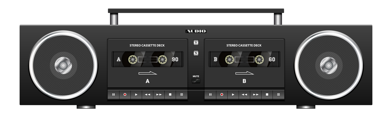 Vector black double cassette tape recorder