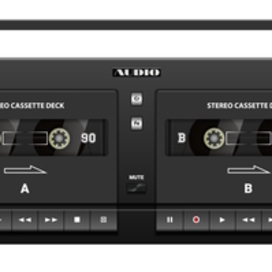 Vector black double cassette tape recorder