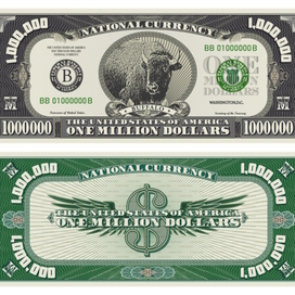 Vector banknote one million US dollars. Buffalo.