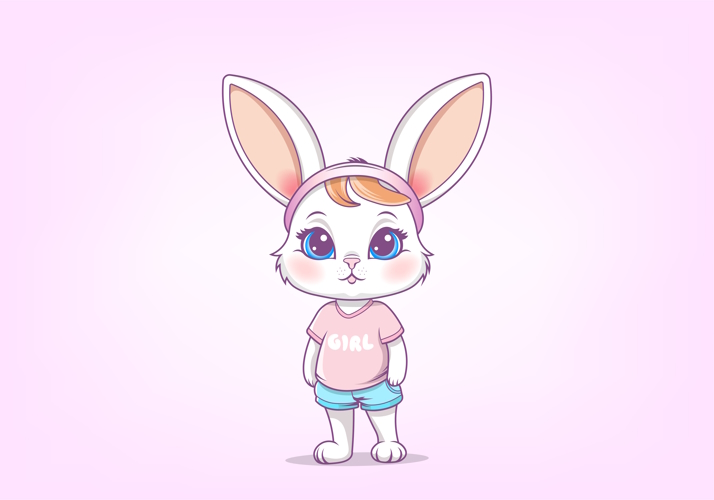 Vector cute bunny girl blonde