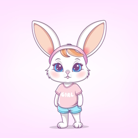 Vector cute bunny girl blonde
