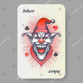 Vector playing card Joker creepy laughing freak