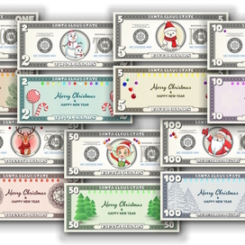 Vector set of Christmas and New Year banknotes