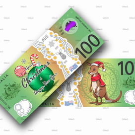 Vector Christmas Australian Banknote Kangaroo