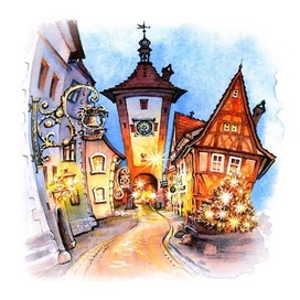 Rothenburg ob der Tauber with Christmas Lights