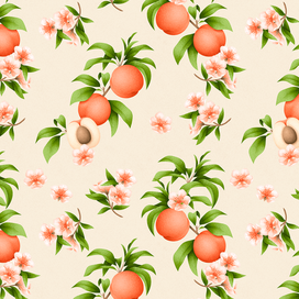 Peach pattern for a small family store of children's goods Minimoments