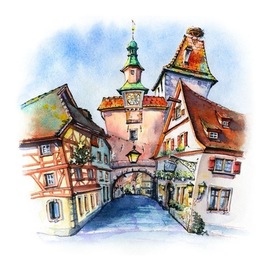 Rothenburg ob der Tauber, watercolor sketch