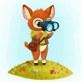 Fawn+binoculars