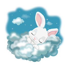 The bunny sleeps on the clouds