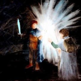 Frodo and Sam in the Shelob's lair