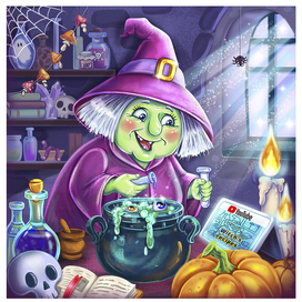  The witch cooks according to the recipe!