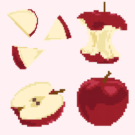 Pixel image of an apple