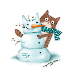 The cat and the snowman