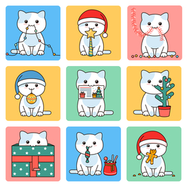 New Year's Cats Stickers