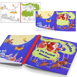 Book cover illustration Santa and reindeers