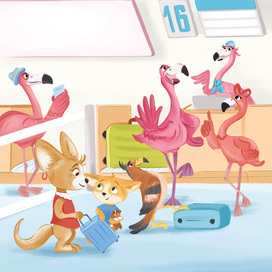 Book illustration for kids with Alphabet in plane