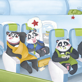 Book illustration for kids with Alphabet in plane