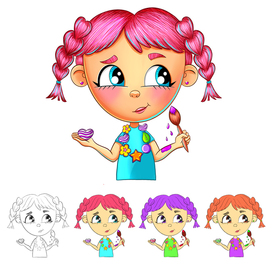 Girl brand character for packaging jewelry creation