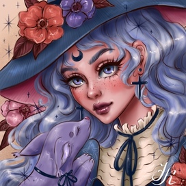 A witch with a familiar