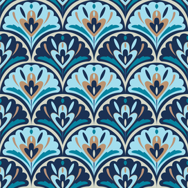 Classic seamless pattern with plant and flowers