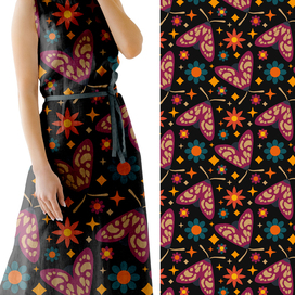 Seamless pattern with moths