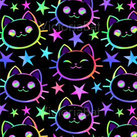 Rainbow Cute Cat Faces