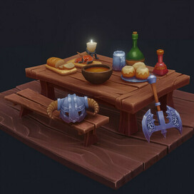 3D scene with handapainted textures
